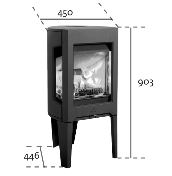 Dimensiones y medidas de la Estufa Jotul F-163 Negro Mate