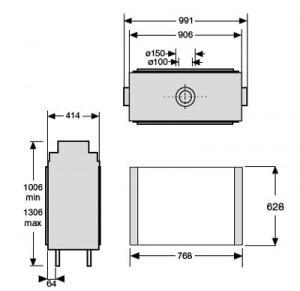 Potencia: 6,8 Kw. Medidas visibles: 718 mm. x 497 mm. Cañón: Ø100/150mm